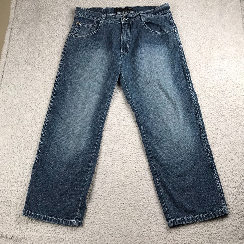Southpole Jeans‎ Mens 38 (38x29) Blue Baggy Brown Tab Vintage Y2K Hip Hop Skater